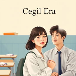 A novel cover design titled 'Cegil Era' that captures a simple yet captivating school romance theme