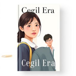 A novel cover design titled 'Cegil Era' that captures a simple yet captivating school romance theme