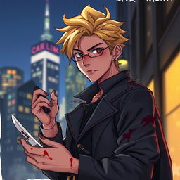 A detailed and vibrant illustration of a character inspired by the concept of a forensic expert who leads a double life as a vigilante, blending elements of science and subtle excitement