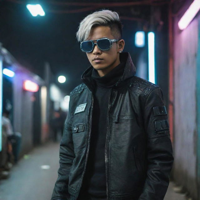 An Indonesian young man styled in distinctive cyberpunk fashion.