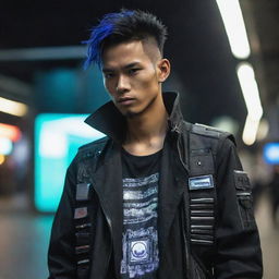 An Indonesian young man styled in distinctive cyberpunk fashion.