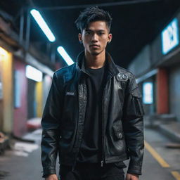 An Indonesian young man styled in distinctive cyberpunk fashion.