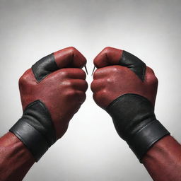 Wolverine and Deadpool's hands coming together to form a heart shape