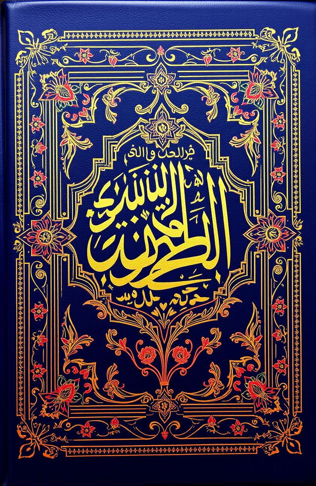 An intricate, beautifully illustrated cover of the Holy Quran, featuring ornate Islamic calligraphy and geometric patterns in vibrant colors