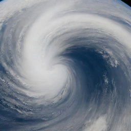 Visualize Earth as a gas giant: a blue and white swirling mass of clouds resembling our own weather systems, with intense storms instead of landmasses and oceans