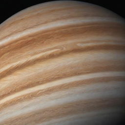 Visualize Jupiter, the largest planet in our solar system with its familiar brown-orange thick bands of atmosphere, swirled by massive storms including the iconic Great Red Spot