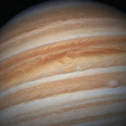 Visualize Jupiter, the largest planet in our solar system with its familiar brown-orange thick bands of atmosphere, swirled by massive storms including the iconic Great Red Spot