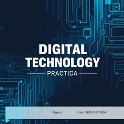 A professional and modern cover page design for a 'Digital Technology Practica' work