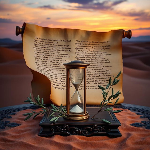 An artistic representation inspired by the themes of Ecclesiastes, featuring an ancient scroll unfurling with handwritten verses