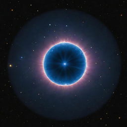 Visualize a neutron star: dense and small yet extraordinarily massive, emitting intense radiation, with a deep blue hue and situated in the realm of twinkling stars