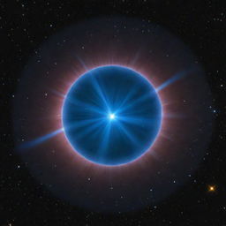 Visualize a neutron star: dense and small yet extraordinarily massive, emitting intense radiation, with a deep blue hue and situated in the realm of twinkling stars