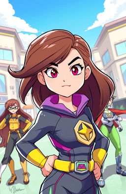 A vibrant and dynamic illustration of a teenage girl with bright, expressive features and a determined look