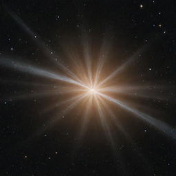 A pulsar star sending out pulsating beams of energy against a deep, dark space backdrop scattered with distant galaxies.