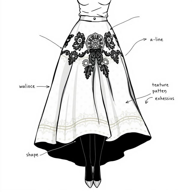 A detailed illustration of a fashion figure showcasing a round body shape silhouette