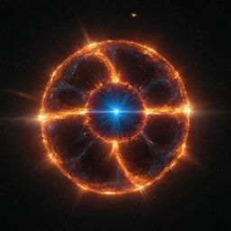 A magnetar star glowing intensely with magnetic energy, illuminating the surrounding space debris with its radiant light.