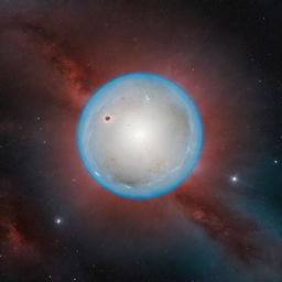 A white dwarf star shining brightly against a vivid nebula background, with close planets reflecting its brilliant light.