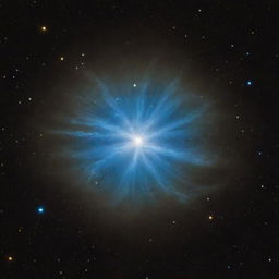 An O-type star radiating a dazzling blue-white light, positioned prominently amidst a vibrant stellar nursery in a far-off galaxy