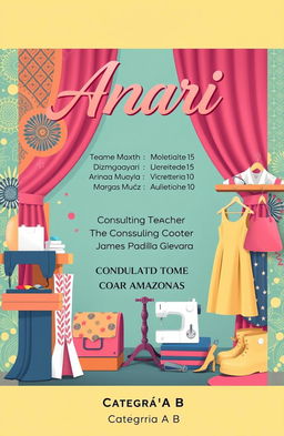 A vibrant and attractive cover design for a fashion project titled "Amari"