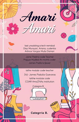 A vibrant and attractive cover design for a fashion project titled "Amari"