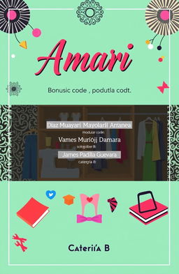 A vibrant and attractive cover design for a fashion project titled "Amari"