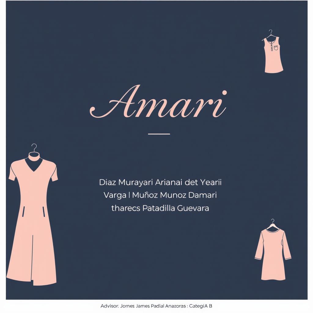 A stylish and professional project cover design for 'Amari', a clothing store