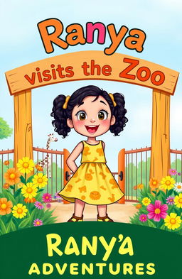 A colorful cover illustration featuring Ranya, a bright-eyed fair girl with curly black hair tied in pigtails, wearing a sunny yellow sundress with playful animal prints