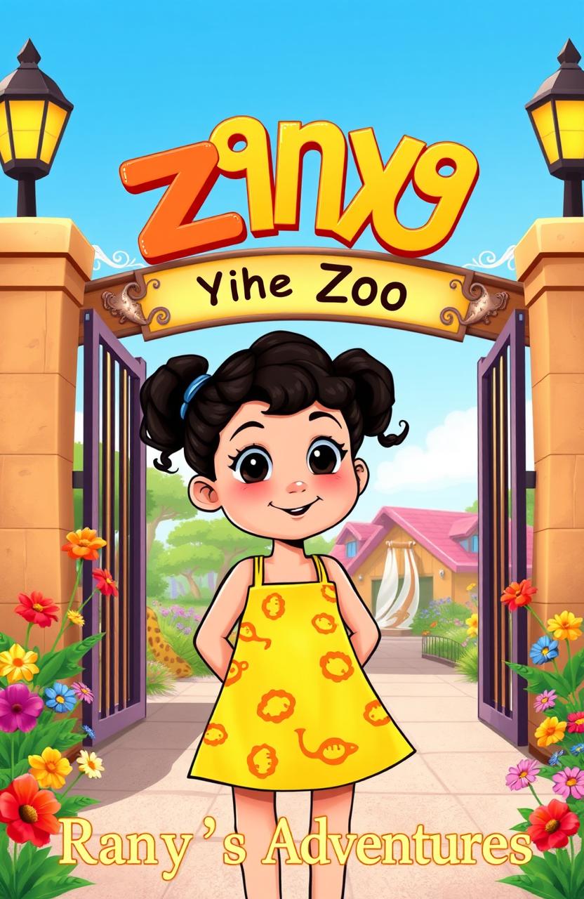 A colorful cover illustration featuring Ranya, a bright-eyed fair girl with curly black hair tied in pigtails, wearing a sunny yellow sundress with playful animal prints