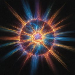 An exhilarating depiction of a magnetar star exploding, its violent eruption sending shockwaves and a kaleidoscope of colors through the cosmos