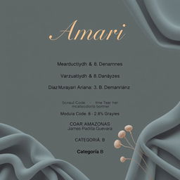 A chic and eye-catching cover design for a fashion project titled "Amari"