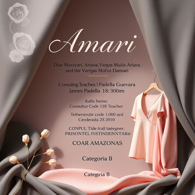 A chic and eye-catching cover design for a fashion project titled "Amari"