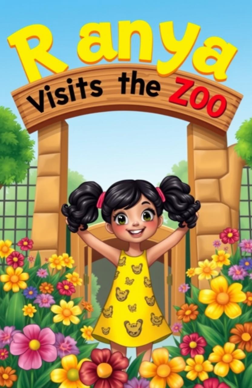 A colorful cover illustration depicting Ranya, a bright-eyed fair girl with curly black hair stylishly tied in pigtails