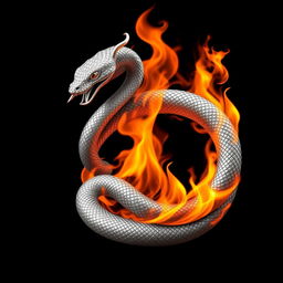 A silver ouroboros snake coiled around itself, with intricate scales shimmering in the light