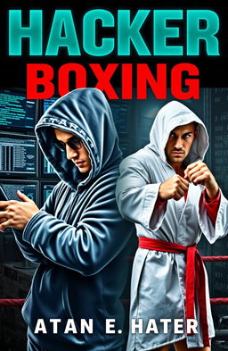 A dynamic book cover featuring a hacker and a boxer