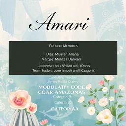 A stunning cover design for a fashion project titled "Amari" that evokes the charm of Claude Monet's paintings