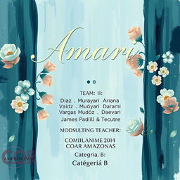A stunning cover design for a fashion project titled "Amari" that evokes the charm of Claude Monet's paintings