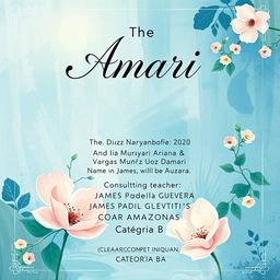 A stunning cover design for a fashion project titled "Amari" that evokes the charm of Claude Monet's paintings