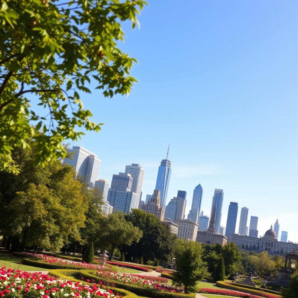 A picturesque city backdrop ideal for a photo spot with friends or loved ones