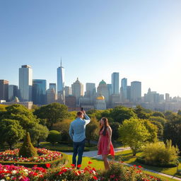 A picturesque city backdrop ideal for a photo spot with friends or loved ones