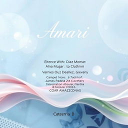 A stylish and artistic cover design for a fashion project titled "Amari"