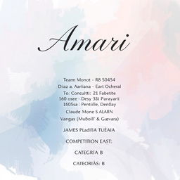 A stylish and artistic cover design for a fashion project titled "Amari"