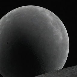 A breathtaking view of the planet Mercury, showcasing its barren, rocky surface with crater marks, against the backdrop of deep space, illuminated by a distant sun