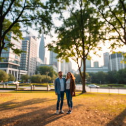 A captivating city landscape designed as an ideal photo spot, featuring a beautifully blurred background of urban architecture