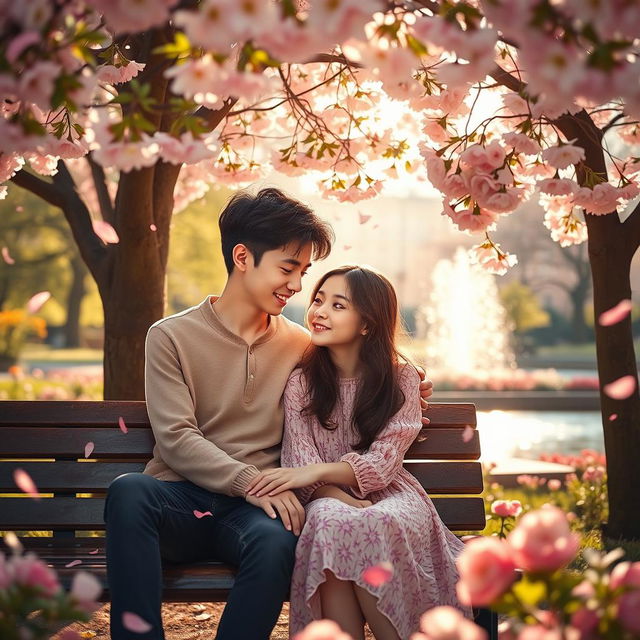 A tender and intimate scene inspired by 'whisper of the heart' featuring two young people deeply in love