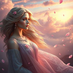 A poignant depiction of the Goddess of Love, gracefully parting from her beloved