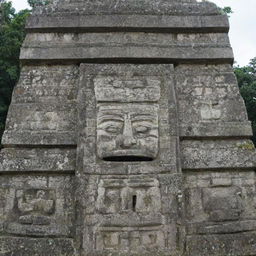 Nombre TIKAL representado como un glifo Maya antiguao