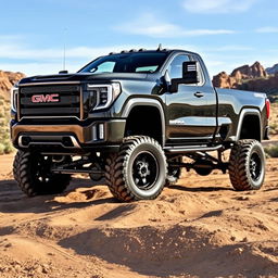 A powerful 2024 Sierra 3500 HD truck in a rugged and adventurous setting