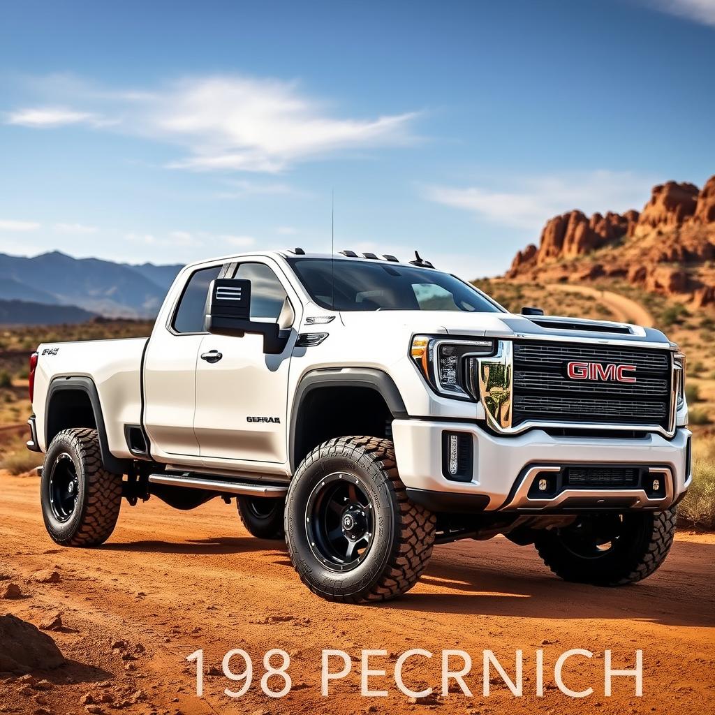 A powerful 2024 Sierra 3500 HD truck in a rugged and adventurous setting