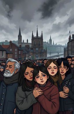 A poignant and evocative illustration capturing the essence of contemporary Scotland, reflecting the themes of familial love, societal struggles, and the duality of hate and love