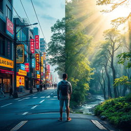 A captivating scene illustrating the transition from perception to reality