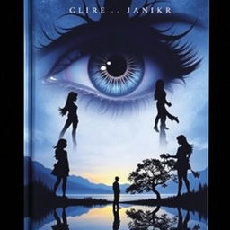 A striking cover design featuring a large eye at the center, surrounded by the silhouette of three girls in various poses, embodying a sense of mystery and allure
